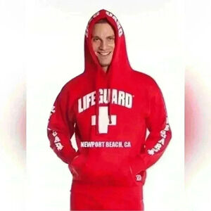 NWT Popularity Products Licensed Red Unisex Lifeguard Hoodie Hooded Sweatshirt